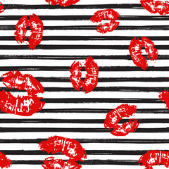 Wall Mural - Kiss, Lips Seamless Pattern background. Vector Illustration isolated on white.