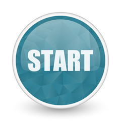 Aufkleber - Start brillant crystal design round blue web icon.