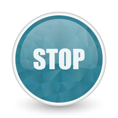 Aufkleber - Stop brillant crystal design round blue web icon.
