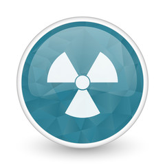 Poster - Radiation brillant crystal design round blue web icon.