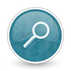 Poster - Search brillant crystal design round blue web icon.