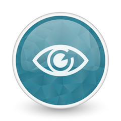 Poster - Eye brillant crystal design round blue web icon.