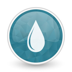 Poster - Water drop brillant crystal design round blue web icon.