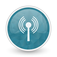 Poster - Wifi brillant crystal design round blue web icon.