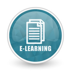Poster - Learning brillant crystal design round blue web icon.