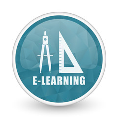 Poster - Learning brillant crystal design round blue web icon.