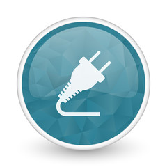 Poster - Plug brillant crystal design round blue web icon.