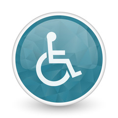 Poster - Wheelchair brillant crystal design round blue web icon.