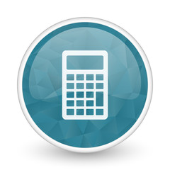 Poster - Calculator brillant crystal design round blue web icon.