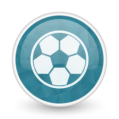 Poster - Soccer brillant crystal design round blue web icon.