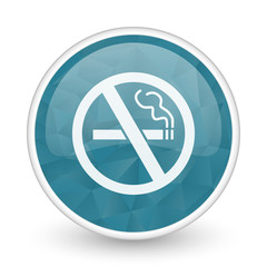 Poster - No smoking brillant crystal design round blue web icon.