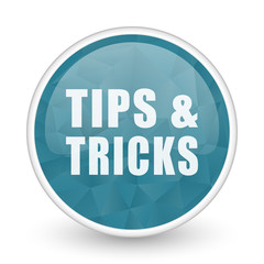 Poster - Tips tricks brillant crystal design round blue web icon.