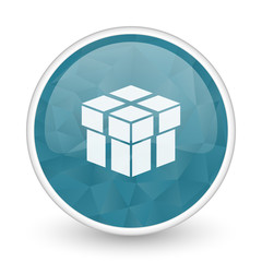 Fototapete - Box brillant crystal design round blue web icon.