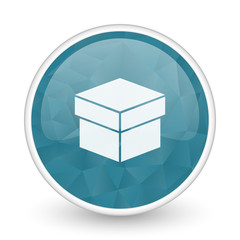 Fototapete - Box brillant crystal design round blue web icon.