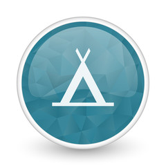Poster - Camp brillant crystal design round blue web icon.