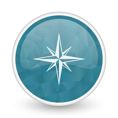 Poster - Compass brillant crystal design round blue web icon.