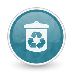 Leinwandbilder - Recycle brillant crystal design round blue web icon.