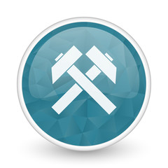 Poster - Mining brillant crystal design round blue web icon.