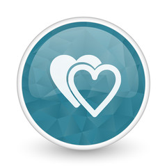 Poster - Love brillant crystal design round blue web icon.