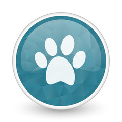 Poster - Foot brillant crystal design round blue web icon.
