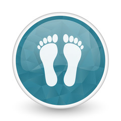 Poster - Foot brillant crystal design round blue web icon.