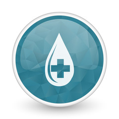 Poster - Blood brillant crystal design round blue web icon.