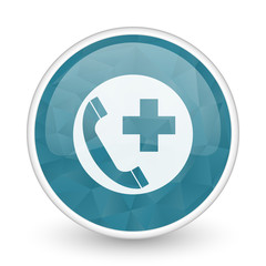 Aufkleber - Emergency call brillant crystal design round blue web icon.