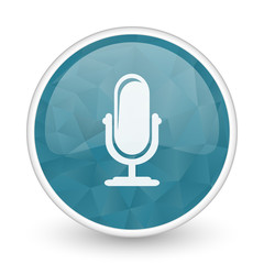 Aufkleber - Microphone brillant crystal design round blue web icon.