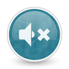 Poster - Speaker volume brillant crystal design round blue web icon.
