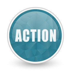 Aufkleber - Action brillant crystal design round blue web icon.
