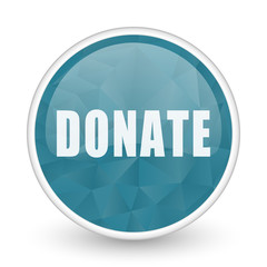 Poster - Donate brillant crystal design round blue web icon.