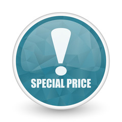 Poster - Special price brillant crystal design round blue web icon.