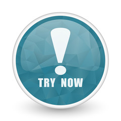 Aufkleber - Try now brillant crystal design round blue web icon.