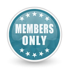 Poster - Members only brillant crystal design round blue web icon.