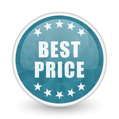 Poster - Best price brillant crystal design round blue web icon.