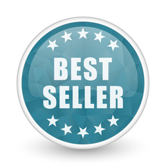 Poster - Best seller brillant crystal design round blue web icon.