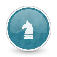 Poster - Chess horse brillant crystal design round blue web icon.