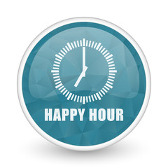 Aufkleber - Happy hour brillant crystal design round blue web icon.