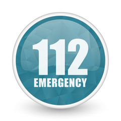 Aufkleber - Number emergency 112 brillant crystal design round blue web icon.