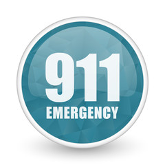 Aufkleber - Number emergency 911 brillant crystal design round blue web icon.