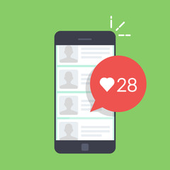 Poster - Dialog box in the mobile chat offering to evaluate the user message or news. Number of likes.