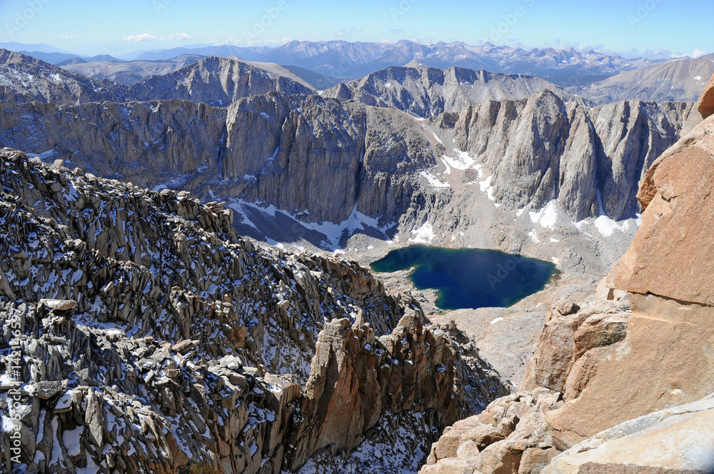 Summit view from Mount Whitney, California 14er, state high point and