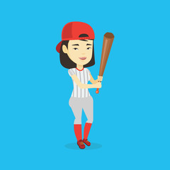 Canvas Print - Baseball player with bat vector illustration.