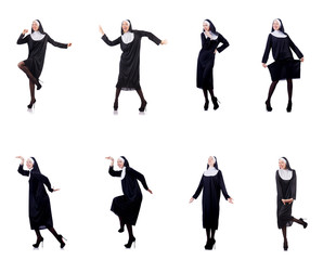 Wall Mural - Pretty nun isolated on white