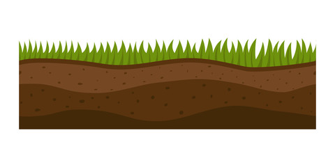 Cross section ground slice isolated some piece nature outdoor ecology underground and freestanding render garden natural geologist earth vector illustration.