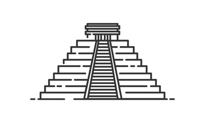 Chichen Itza historic site, Chichen Itza heritage site, Chichen Itza icon vector