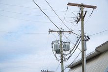 Power Pole And Transformer In Residential Area
