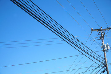 Wall Mural - power pole under blue sky