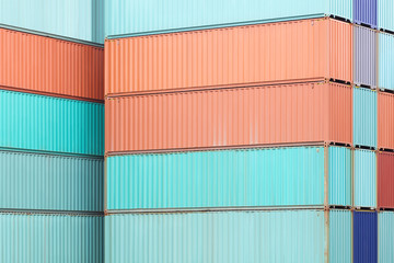 colorful stack of container shipping at dockyard