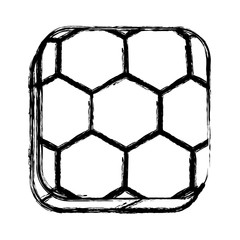 Poster - monochrome sketch of square button with soccer shape ball vector illustration